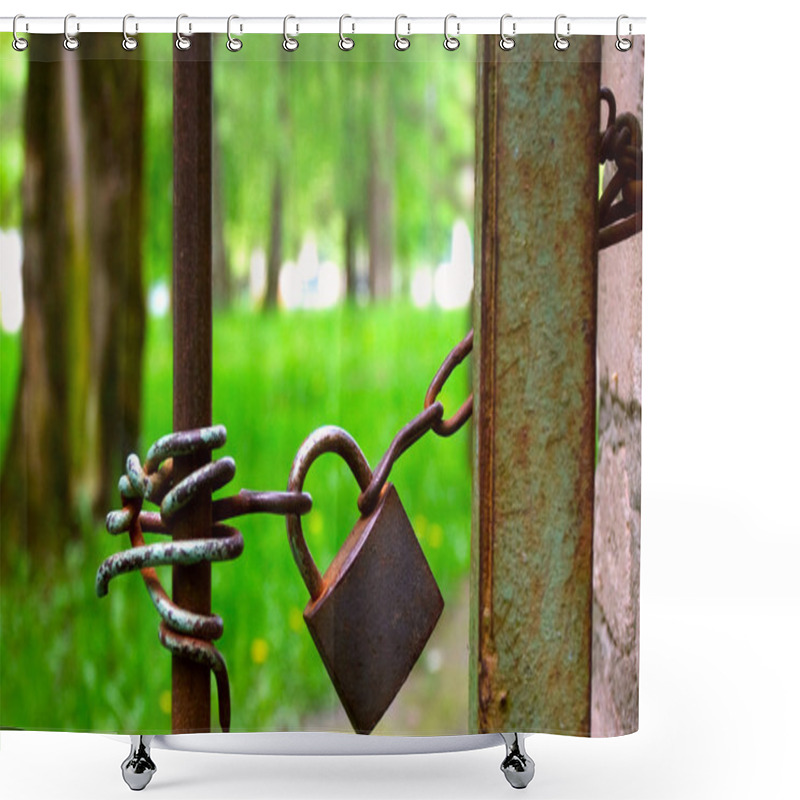 Personality  Padlock On The Gate Shower Curtains