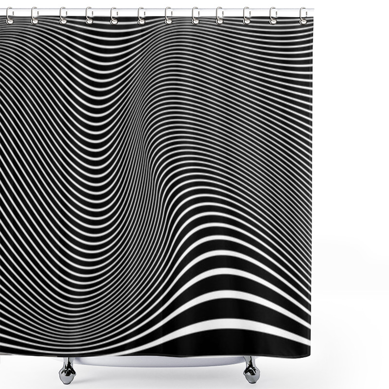 Personality  Abstract Wavy Lines Design. Striped Black And White Background And Texture. Vector Art. Shower Curtains