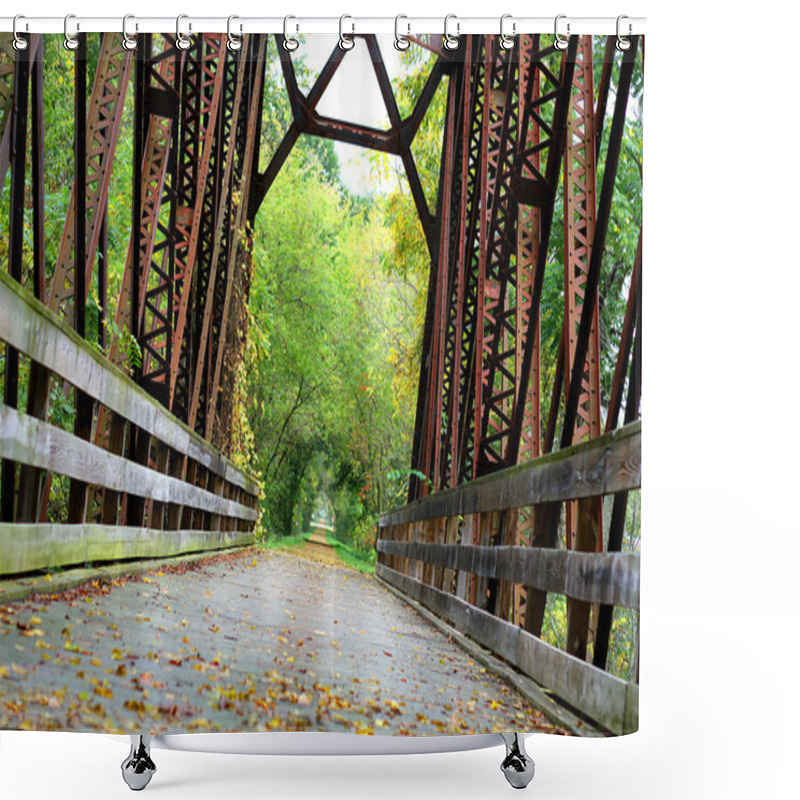 Personality  Covered Iron Bridge In Woods Shower Curtains