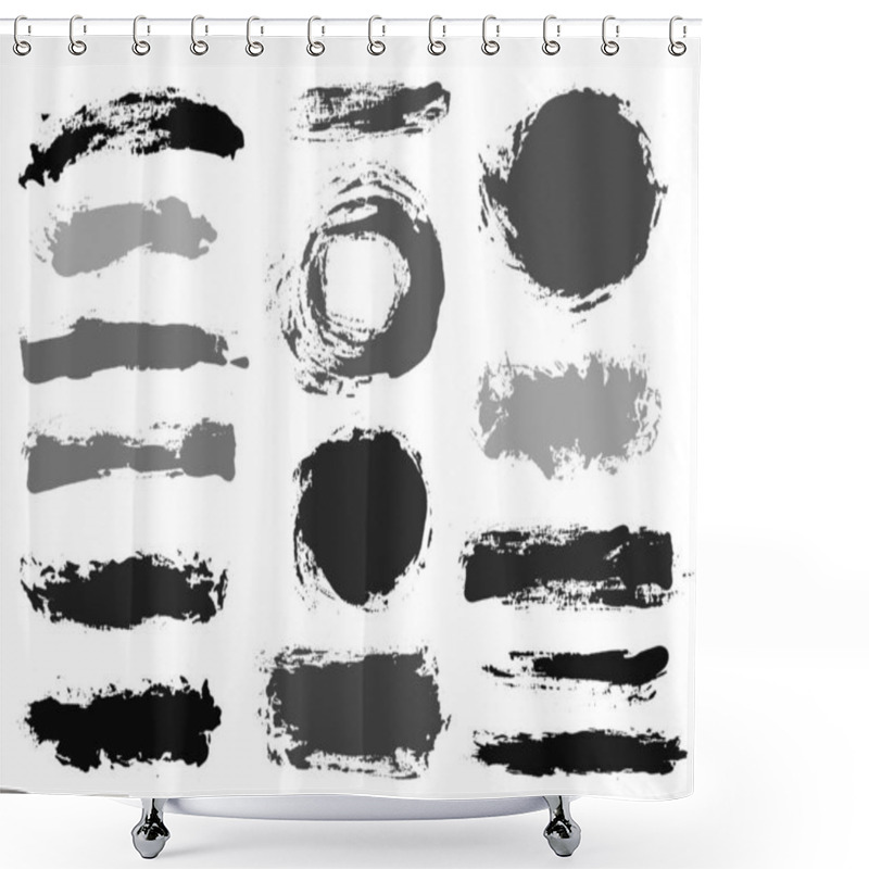 Personality  Brush Strokes. Vector Paintbrush Set. Grunge Design Elements Shower Curtains