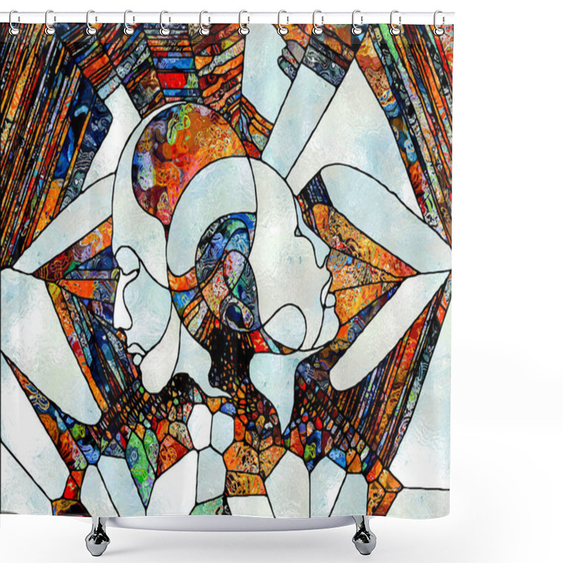 Personality  Shards Of Design. Unity Of Stained Glass Series. Arrangement Of Pattern Of Color And Texture Fragments On Theme Of Unity Of Fragmentstion, Art, Poetry And Design Shower Curtains