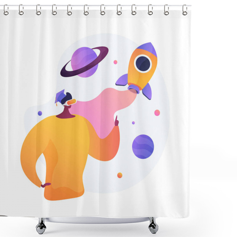 Personality  VR Space Exploration Vector Concept Metaphor Shower Curtains