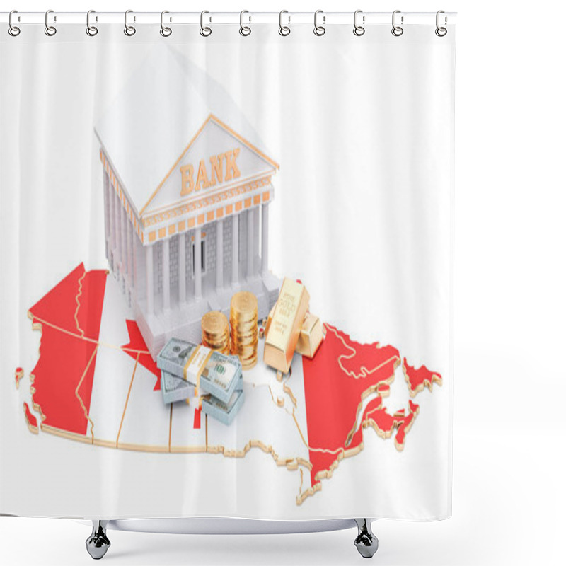 Personality  Banking System In Canada Concept. 3D Rendering Shower Curtains