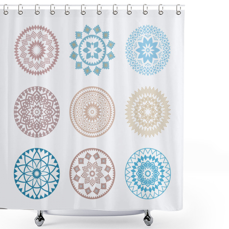 Personality  Mandala. Set Of Vector Circle Ornaments. Abstract Sacred Geometry Shower Curtains