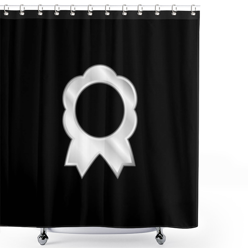 Personality  Award Medal Of Flower Shape With Ribbon Tails Silver Plated Metallic Icon Shower Curtains