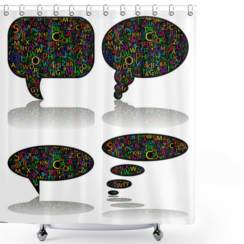 Personality  Communication Bubbles With Letters Shower Curtains