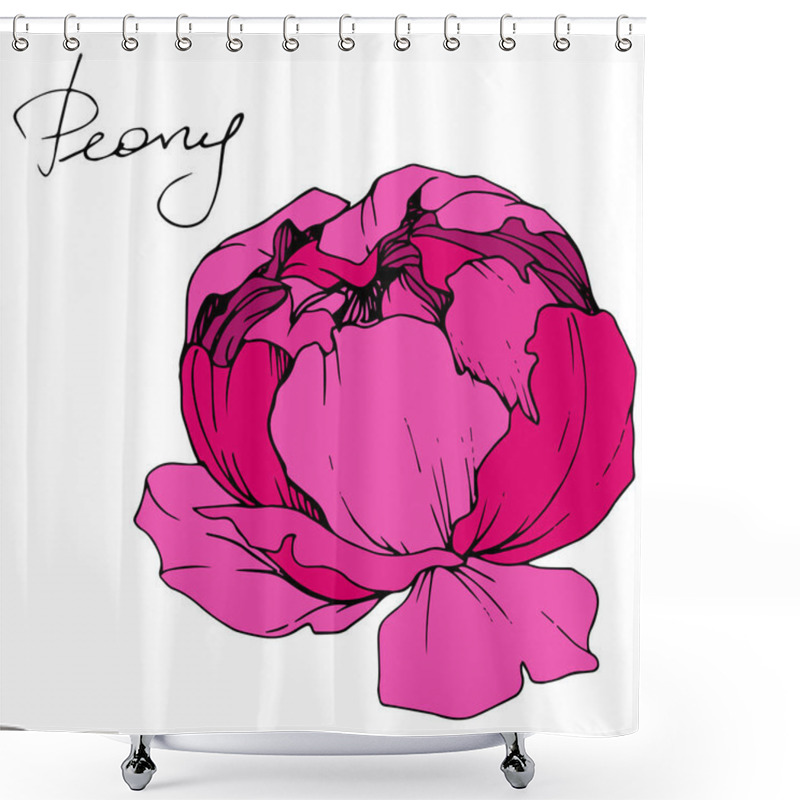 Personality  Vector Pink Peony. Floral Botanical Flower. Engraved Ink Art. Isolated Peony Illustration Element. Shower Curtains