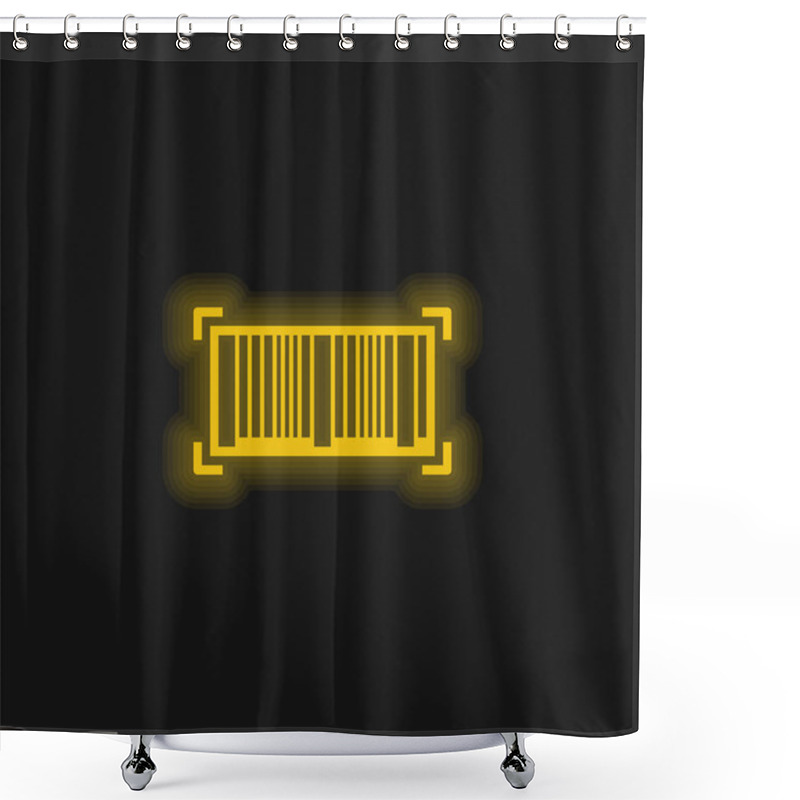 Personality  Bar Code Yellow Glowing Neon Icon Shower Curtains