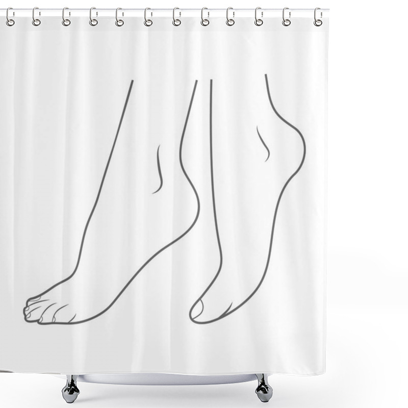 Personality  Feet - Lateral View Outside Isolated On A White Background. Vector Illustration. Orthopedics, Organs Concept. Shower Curtains