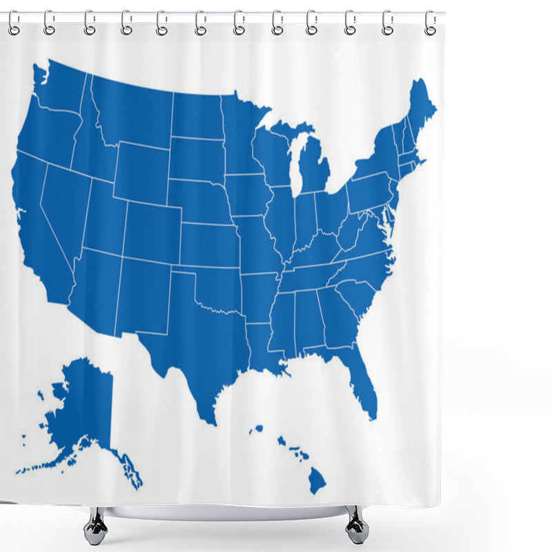 Personality  Usa America Map States Border Vector Illustration Isolated On White Shower Curtains