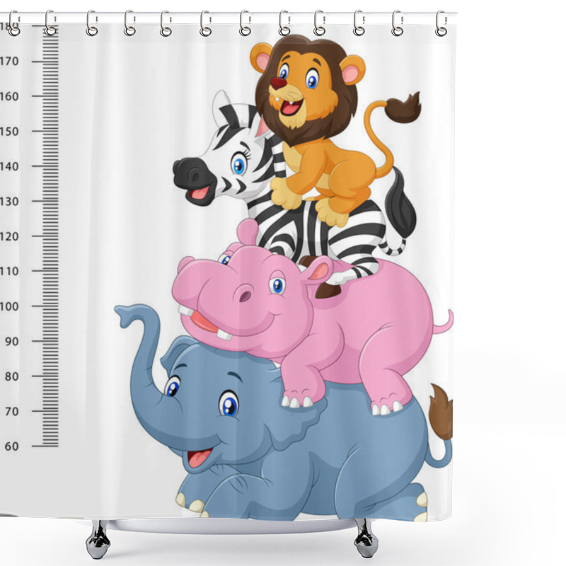 Personality  Height Scale With Funny Africa Animal Collection Set Shower Curtains