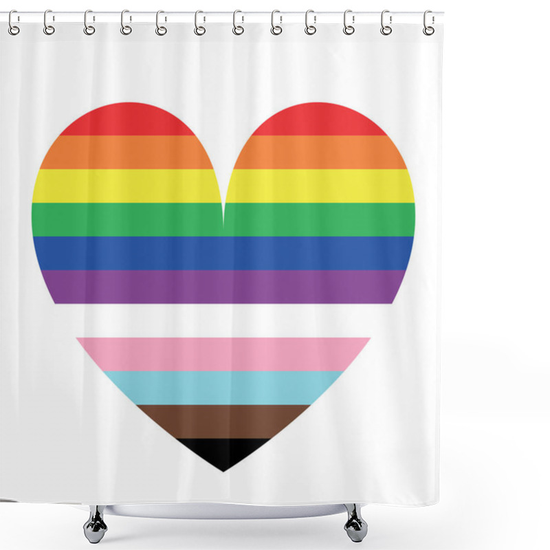 Personality  LGBTQ Flag Heart Badge, Banner Vector Illustration Isolated On White. L Lesbian Flag, G Gay Pride Flag Colors. B Bisexual Flag. T Transgender Community Pride. Q Queer. Emotional Lgbt Gay Parade Symbol Shower Curtains