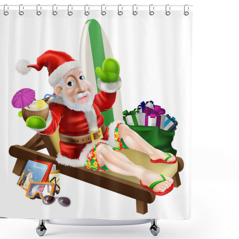 Personality  Santa Claus Beach Vacation Shower Curtains