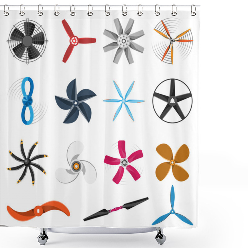 Personality  Propeller Fan Icons Vector Set. Shower Curtains