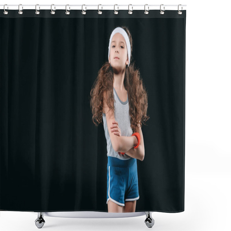 Personality  Girl Posing In Sportswear Shower Curtains