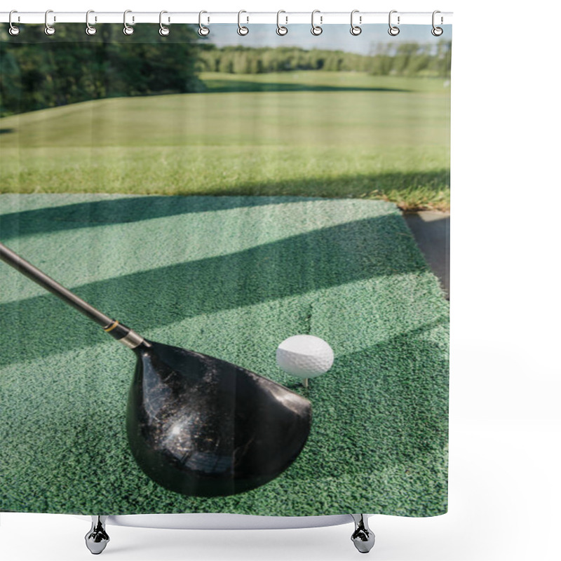 Personality  Golf Club And Ball On Golf Course Shower Curtains