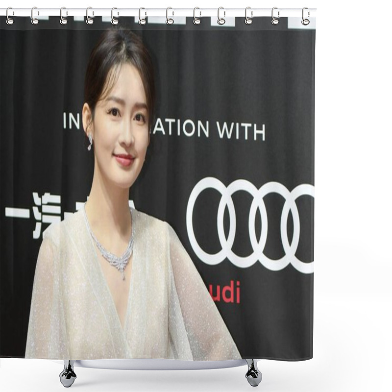 Personality  Chinese Actress Li Qin, Also Known As Sweet Li, Shows Up In White Dress, Showing Off Her Elegance At The Red Carpet For The GQ Men Of The Year 2020, Shanghai, China, 4 December 2020.   Shower Curtains