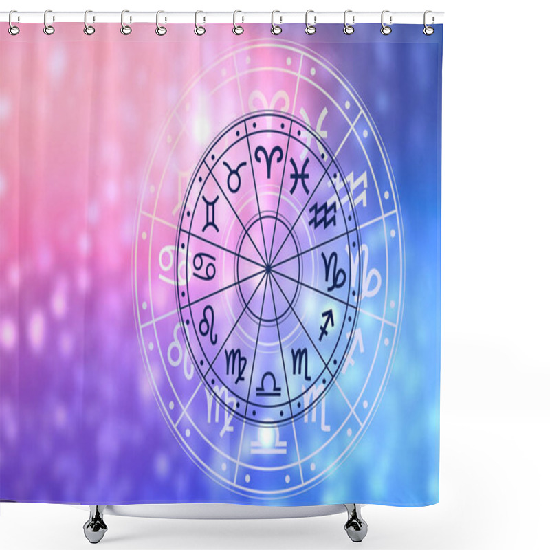 Personality  Zodiac Signs Inside Of Horoscope Circle. Astrology In The Sky With Many Stars And Moons  Astrology And Horoscopes Concept Shower Curtains