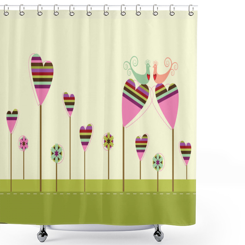 Personality  Love Birds In The Love Garden Shower Curtains