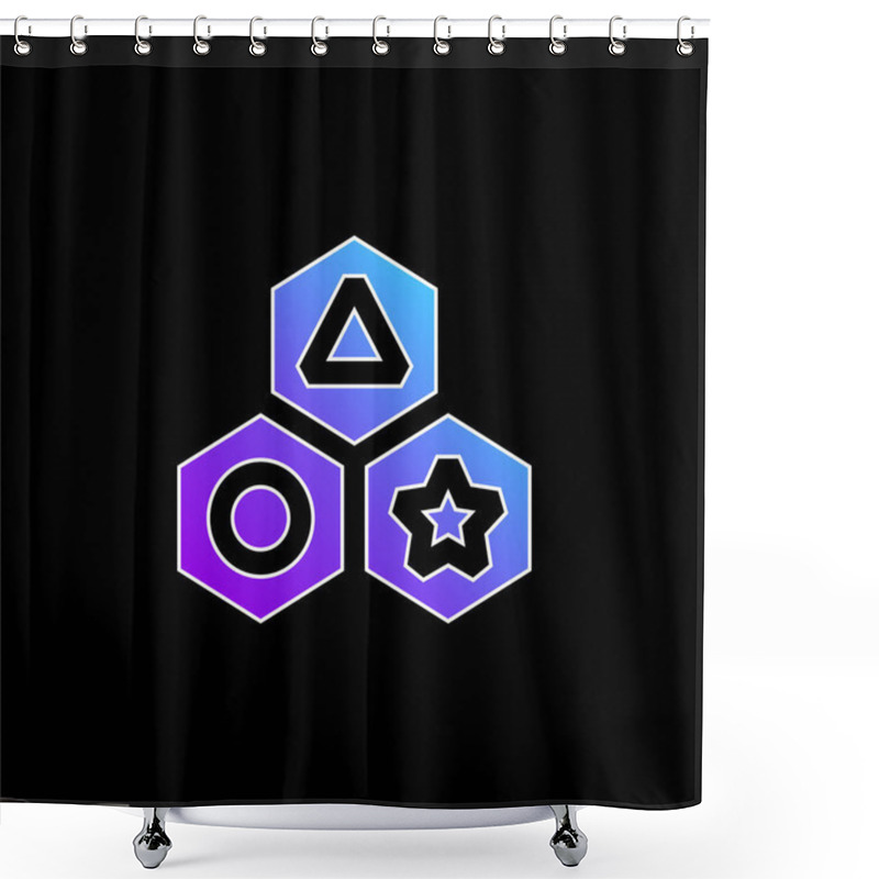 Personality  Blocks Blue Gradient Vector Icon Shower Curtains