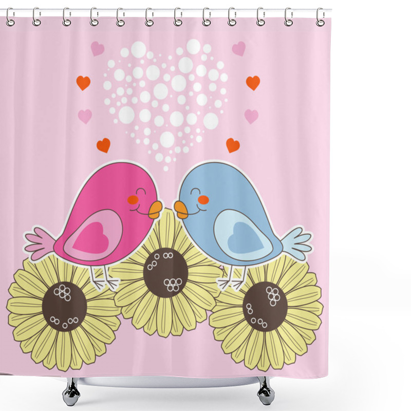 Personality  Valentine Love Birds Shower Curtains