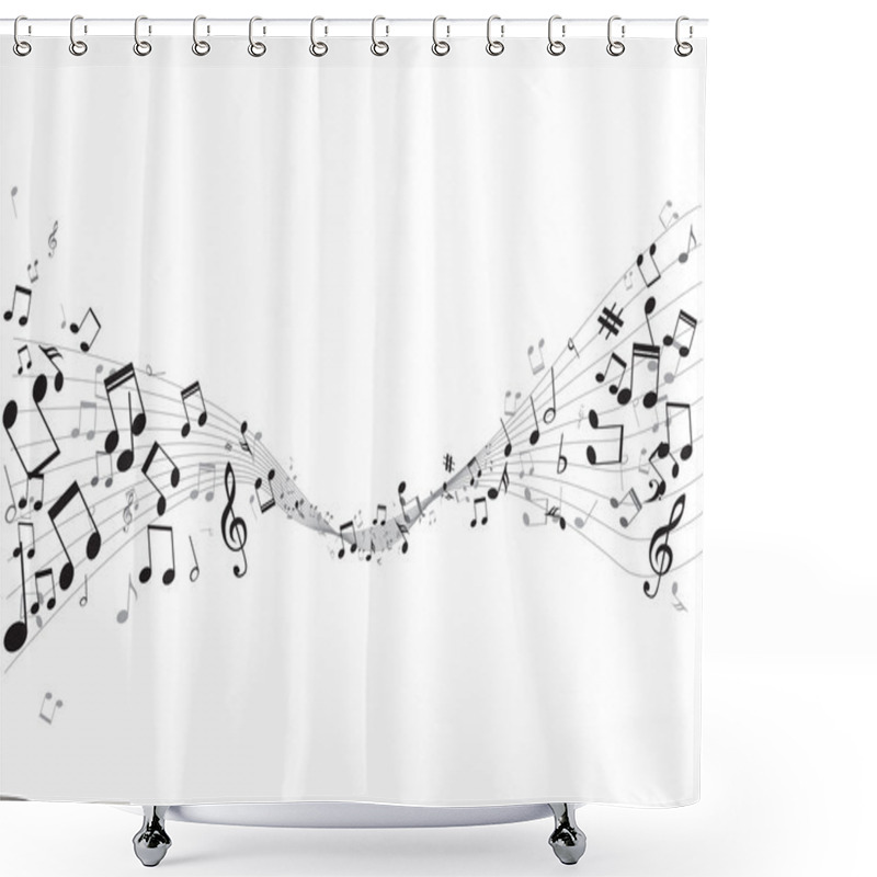 Personality  Various Music Notes On Stave, Vector Shower Curtains