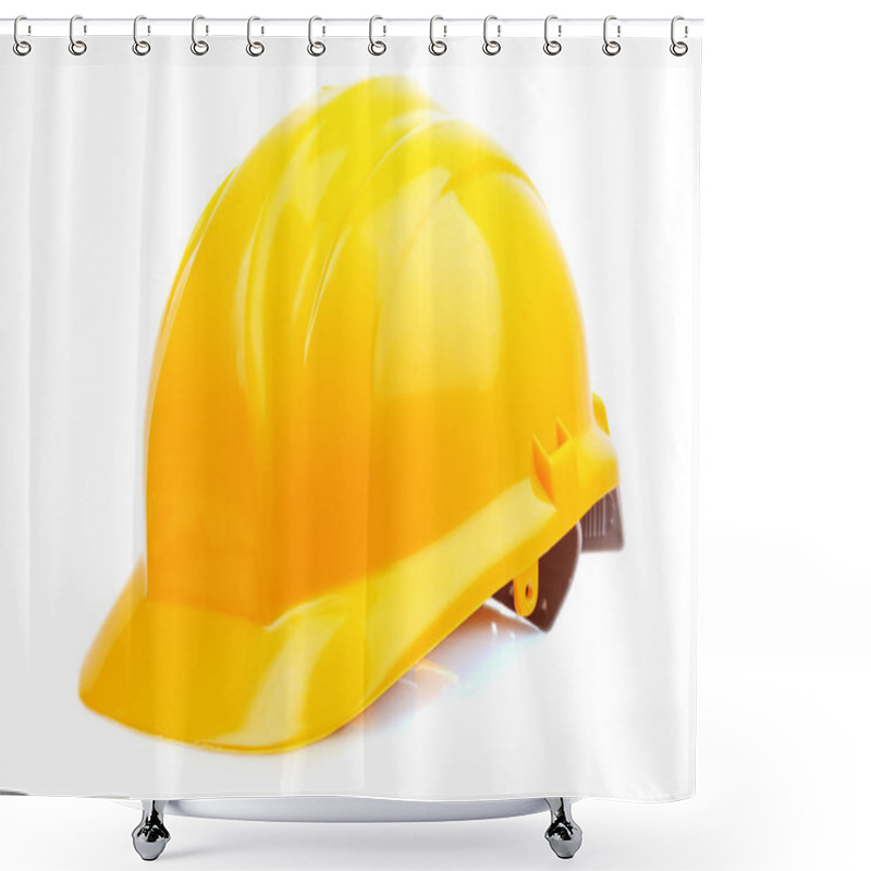 Personality  Yellow Helmet Isolated On White Shower Curtains