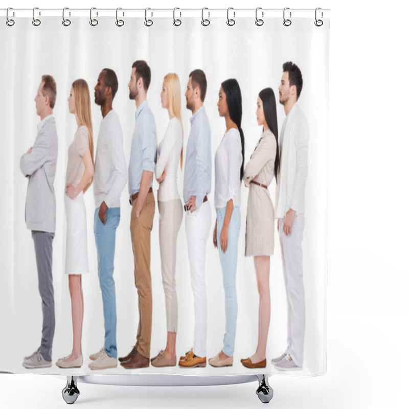 Personality  Group Of People Standing In Row Shower Curtains