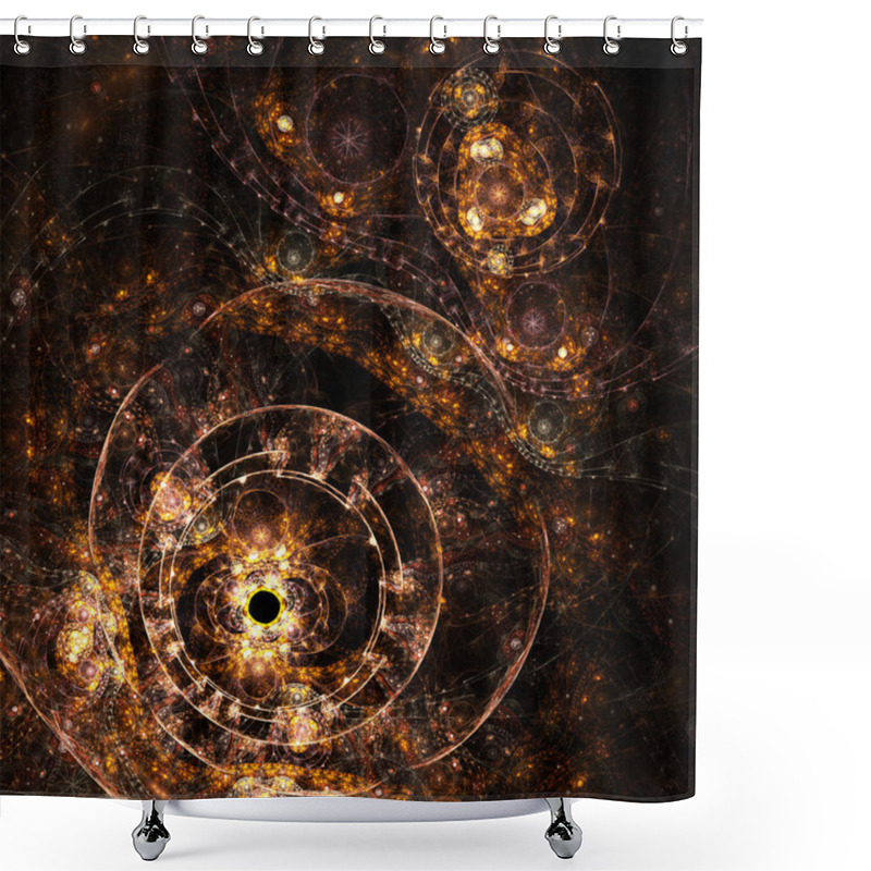 Personality  Fractal Artwork, Abstraction Of A Clockwork, A Time Machine Shower Curtains