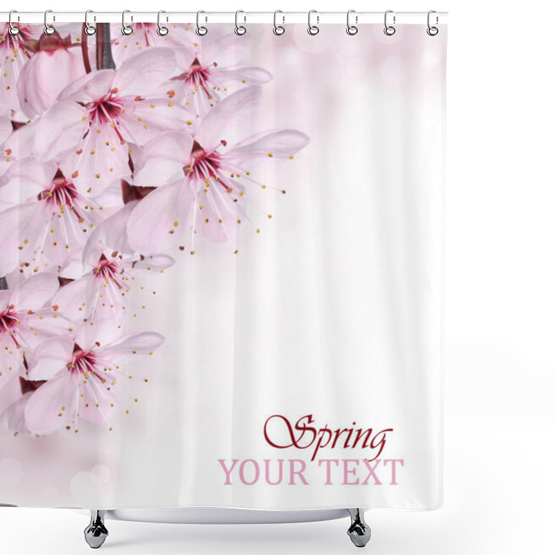 Personality  Pink Spring Blossom Border Background Shower Curtains