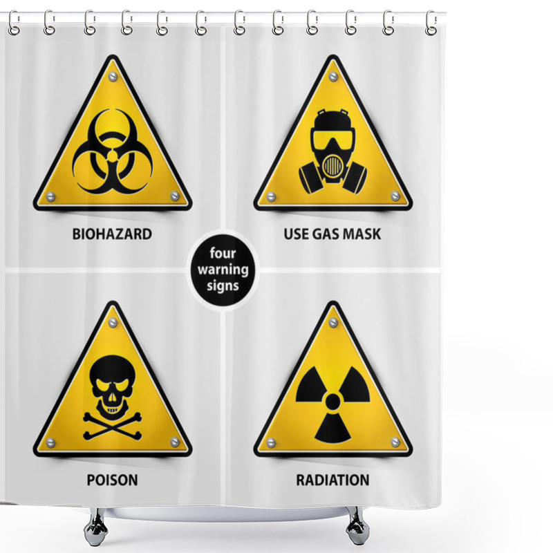 Personality  Set Of Warning Signs Shower Curtains