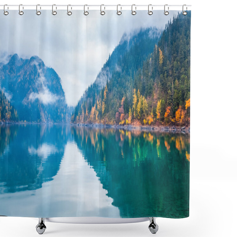 Personality  Beautiful Long Lake In Autumn Jiuzhaigou  Shower Curtains