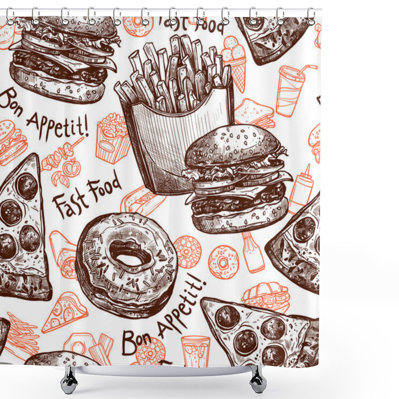 Personality  Fast Food Seamless Pattern Shower Curtains