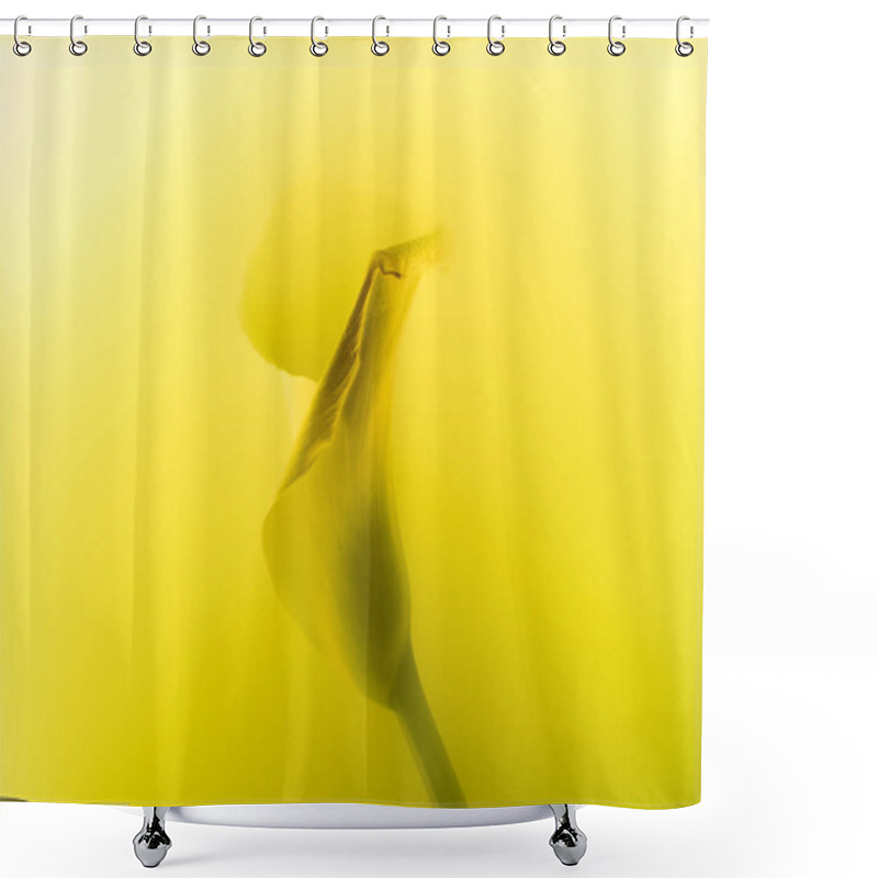 Personality  Close-up View Of Beautiful Tender Calla Lily Flower In Yellow Paint Shower Curtains