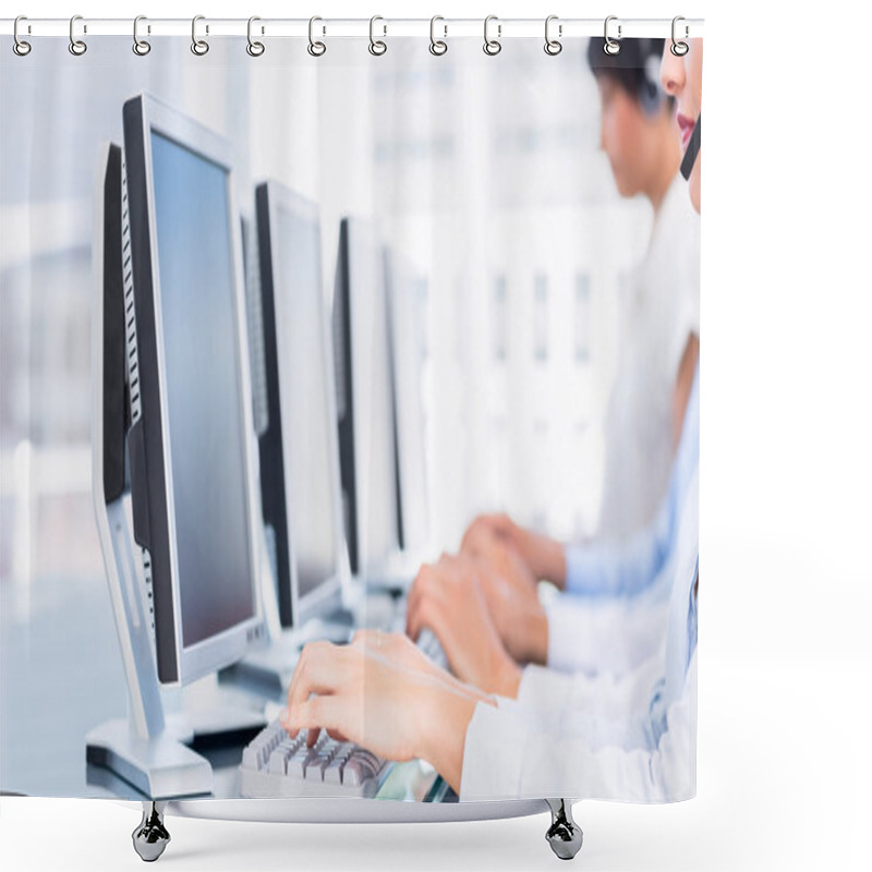 Personality  Business Colleagues Using Computers Shower Curtains