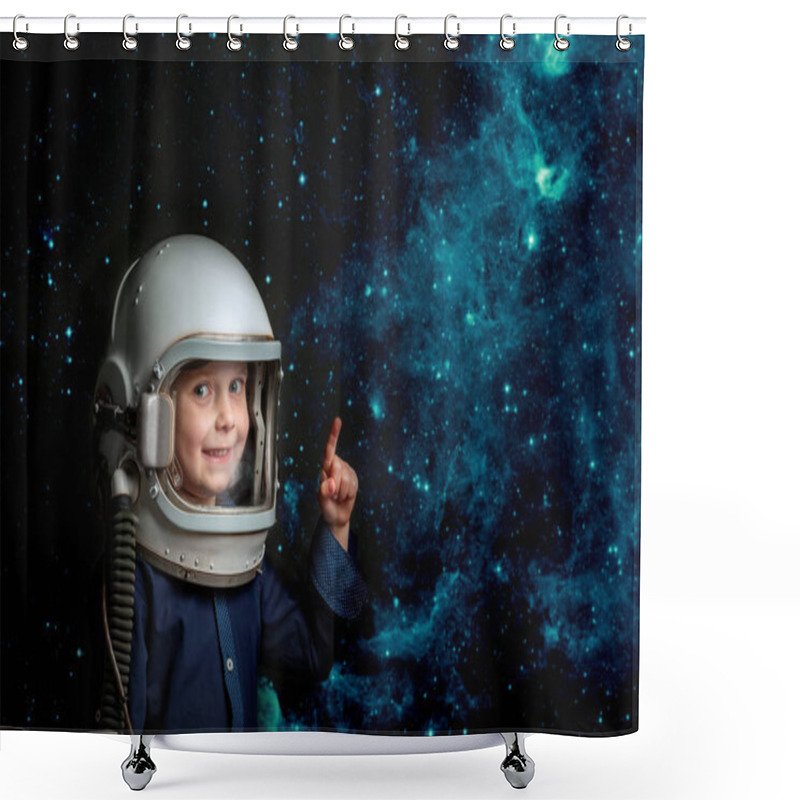 Personality  Small Child Wants To Fly An Airplane Wearing An Airplane Helmet Shower Curtains