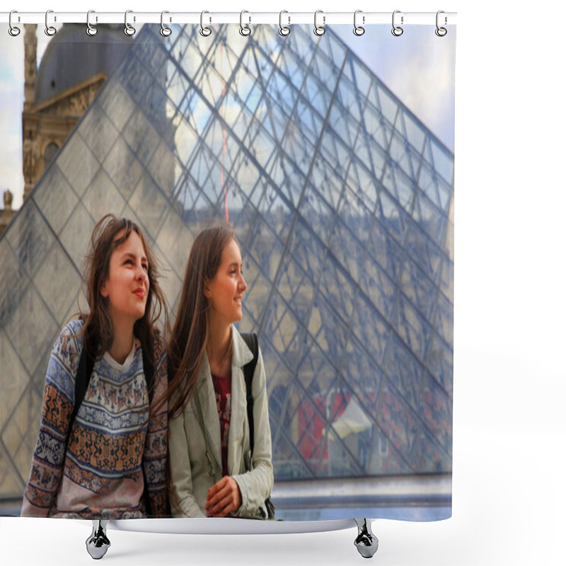 Personality  Happy Beautiful Student Girls In Paris Shower Curtains