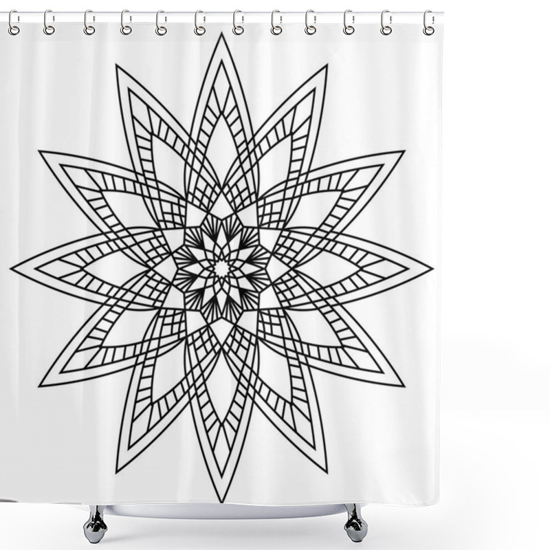 Personality  Mandala Isolated On White Background. Ornamental Black Round Doodle Flower Isolated On White Background. Black Outline Mandala. Geometric Circle Element. Vector Illustration. Shower Curtains