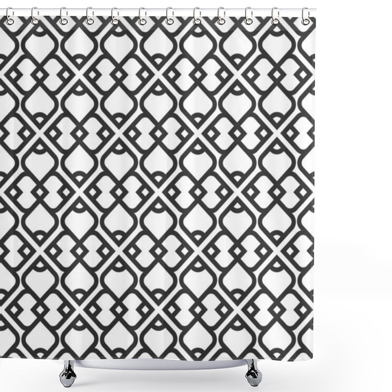 Personality  Black And White Islamic Seamless Pattern Shower Curtains