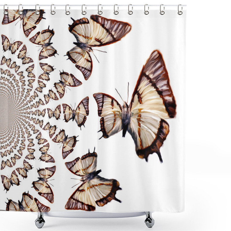 Personality  Kaleidoscopic Butterflies Illustration Shower Curtains