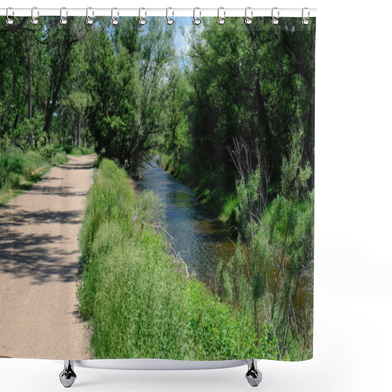 Personality  This Is Part Of Denver's Multi-Use Trail System, This Specific Area In In Lakewood, CO. A Nice Cool And Rocky River Follows The Trail, Many Trees Shade The Area To Keep It Cool While Hiking In The Summer Time. Shower Curtains