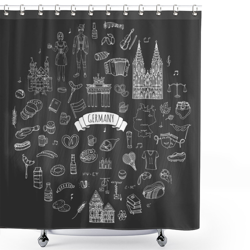 Personality  Germany Icons Set Shower Curtains