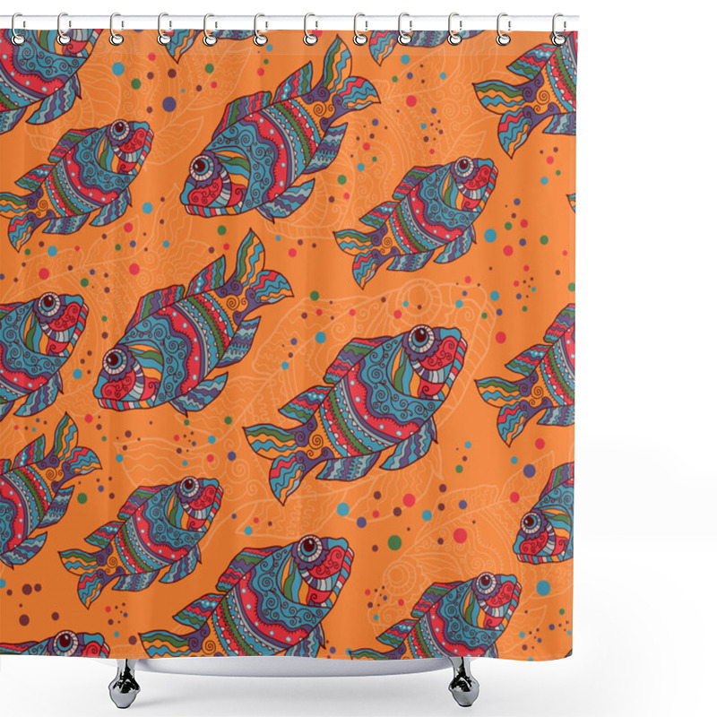 Personality  Motley Fishes Seamless Pattern Shower Curtains