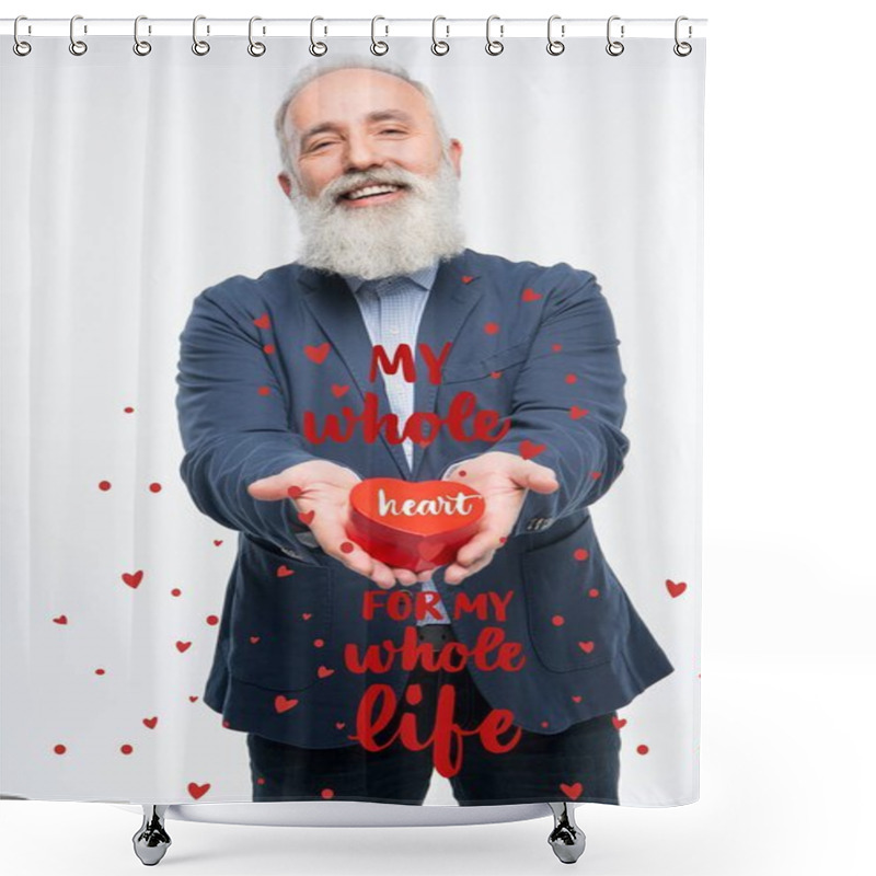 Personality  Man Holding Gift Box  Shower Curtains