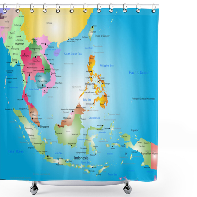 Personality  Southeast Asia Map Shower Curtains