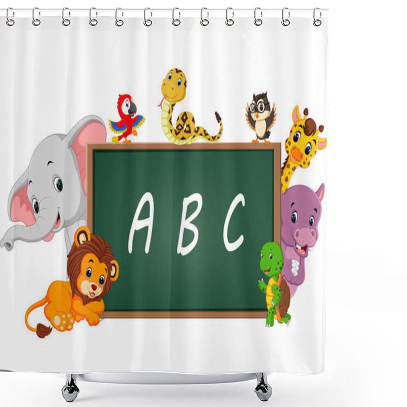 Personality  Alphabet With Cute Wild Animal Shower Curtains