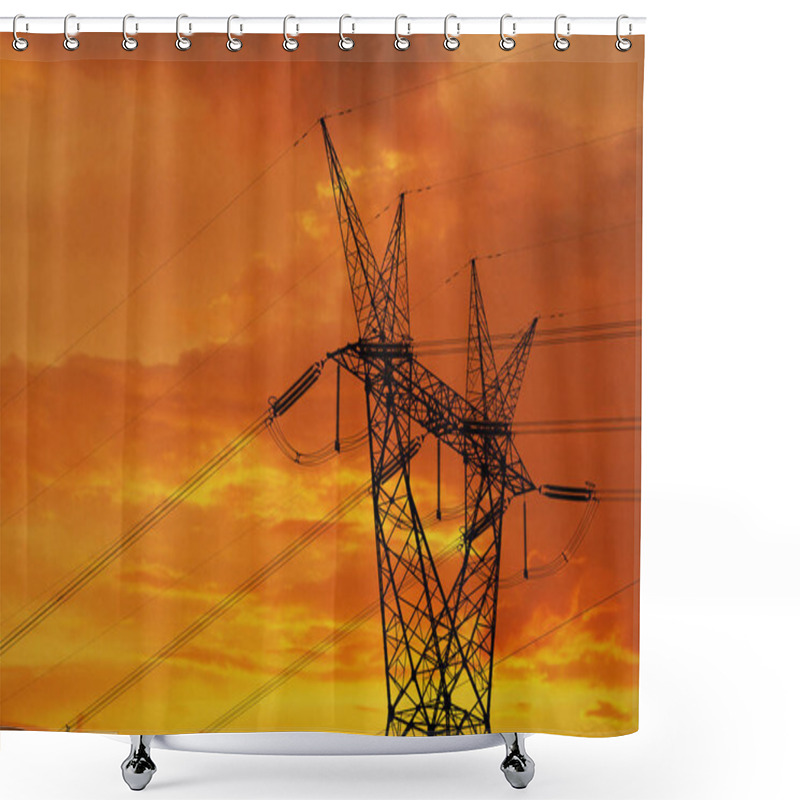 Personality  Electrical Pylon And High Power Lines Shower Curtains