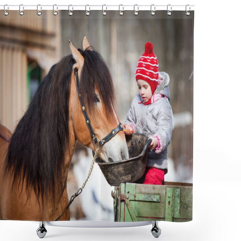 Personality  Child Feeding A Horse Shower Curtains