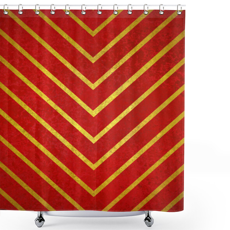 Personality  Red And Gold Chevron Striped Background Pattern Shower Curtains