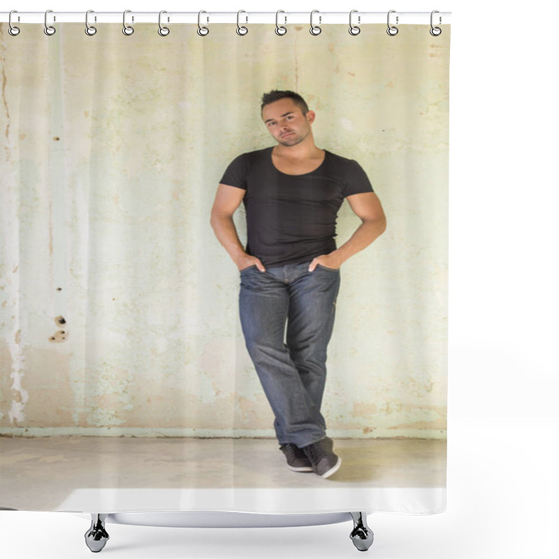 Personality  Young Attractive Muscular Man Shower Curtains